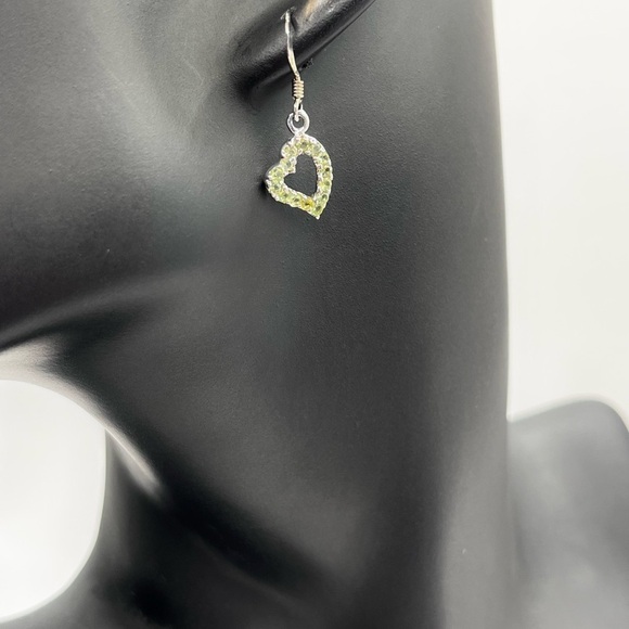 Elegant Natural Peridot Sterling Silver Dangle Earrings - Picture 3 of 5